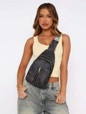 Cross Body Sling Bag for Women Crossbody Trendy Quality w Strap Black